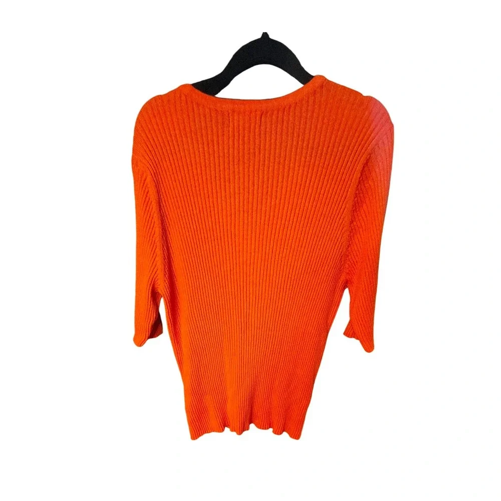 Venezia Jeans Clothing Co Ribbed Knit 3/4 Sleeve Button Up Cardigan 18/20 Orange - Picture 4 of 4